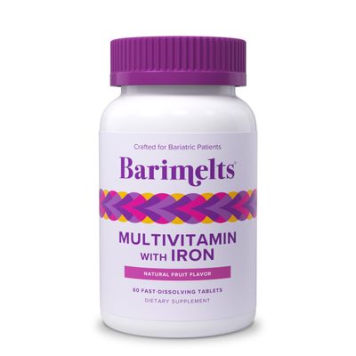 BariMelts Bariatric Multivitamin with Iron, 60 Fast-Dissolving Tablets (1-Month Supply), Sugar-Free Bariatric Vitamins for Women, Natural Fruit Flavor