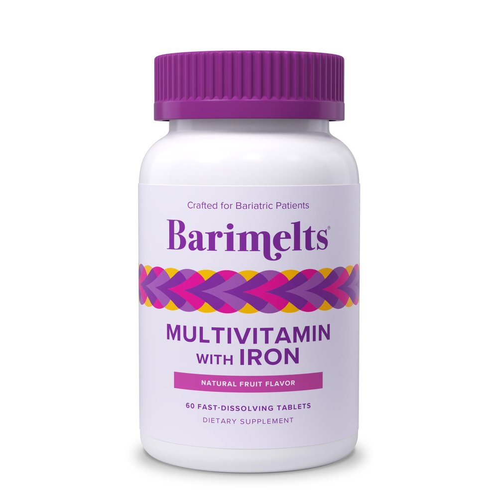 BariMelts Bariatric Multivitamin with Iron, 60 Fast-Dissolving Tablets (1-Month Supply), Sugar-Free Bariatric Vitamins for Women, Natural Fruit Flavor