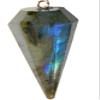 Labradorite Faceted Chakra Pendulum with Satin Bag and Instruction Leaflet for Divination / Dowsing Tool view 2