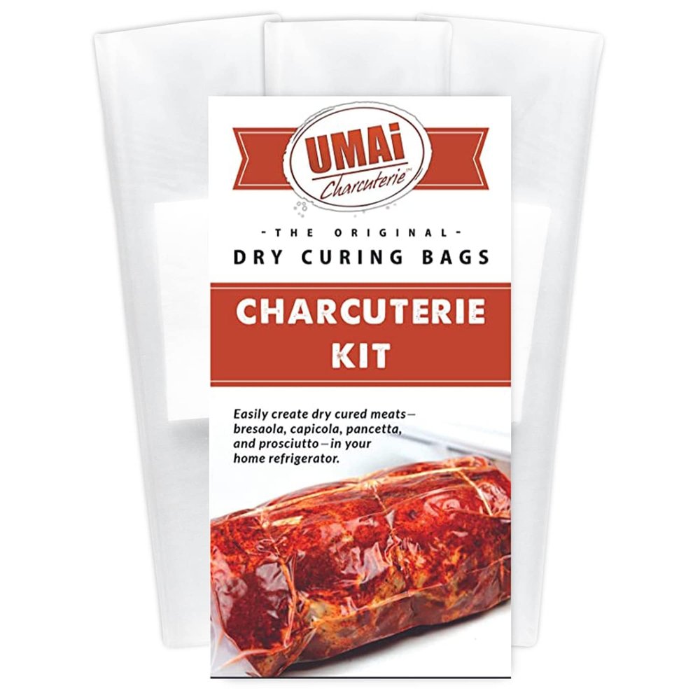 UMAi Dry Charcuterie Kit, Dry Curing Meat Kit Incl. 3 Large & 2 Small Dry Age Bags for Meat, Instacure #2 & Juniper Berries, Create Gourmet Charcuterie Boards in Your Refrigerator Over 1-6 Months
