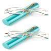 2 Packs Nebee Fashion Pocket Readers Ultra Slim Compact Reading Glasses Spring Temple w/Portable Nebee Fashion Pocket Clip Aluminum Case Teal +3.25 view 1
