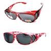 2 Pair Large Polarized Rhinestone Fit Over Reading Glasses Sunglasses Anti Glare Oval Rectangular (Light Red/Deep Red) view 1
