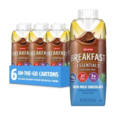Carnation Breakfast Essentials Ready-to-Drink, Rich Milk Chocolate, 8 FL OZ Bottle (Pack of 6)