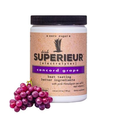 Superieur Electrolytes  Plant Based Electrolyte Supplement w/Sea Minerals for Hydration & RecoveryKeto Friendly, Non-GMO, Zero Sugar, Vegan Healthy Sports Drink Powder  Concord Grape (70 Servings)