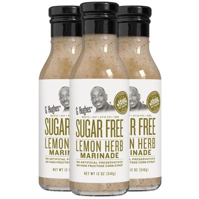 G Hughes Sugar Free, Lemon Herb Marinade - Sugar Free Marinades, Gluten Free Lemon Pepper Seasoning, Low Carb Marinades, Sugar Free BBQ Sauce - 12 Oz (3-Pack)