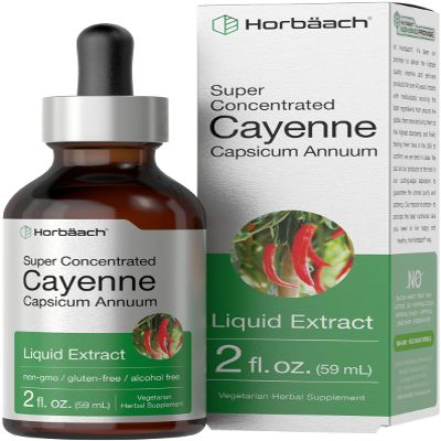 Horbach Cayenne Pepper Tincture | 2 fl oz Liquid Extract | Vegetarian, Alcohol Free | Non-GMO, Gluten Free Supplement