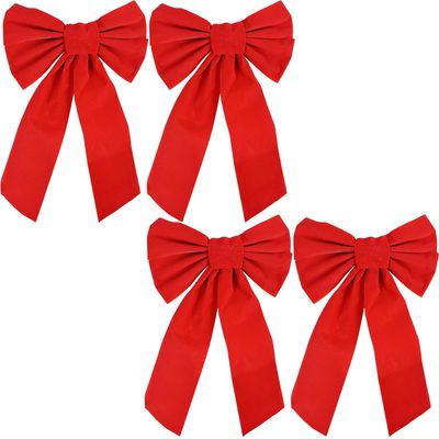 Red Velvet Christmas Bow 9-inch X 16-inch 4 Pack of Holiday Bows