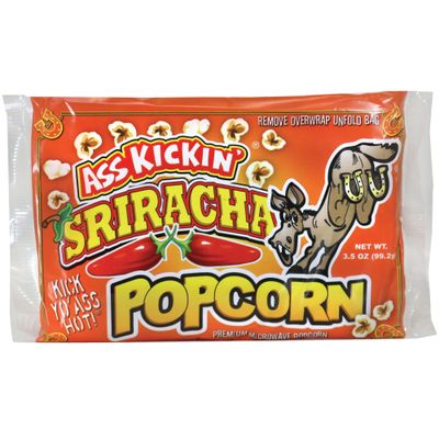ASS KICKIN Sriracha Premium Microwave Popcorn Bags - 6 Pack - Ultimate Spicy Popcorn Gourmet Gift - Makes a Great Movie Theater Popcorn or Snack Food for Movie Night