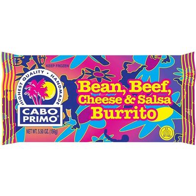 Cabo Primo Beef Bean and Cheddar Cheese Salsa Burrito, 5.5 Ounce -- 80 per case.