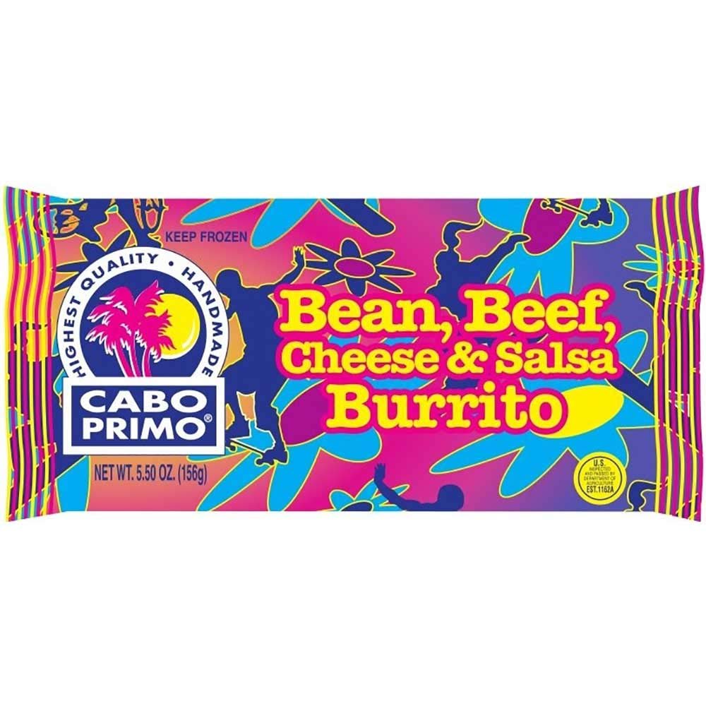 Cabo Primo Beef Bean and Cheddar Cheese Salsa Burrito, 5.5 Ounce -- 80 per case.