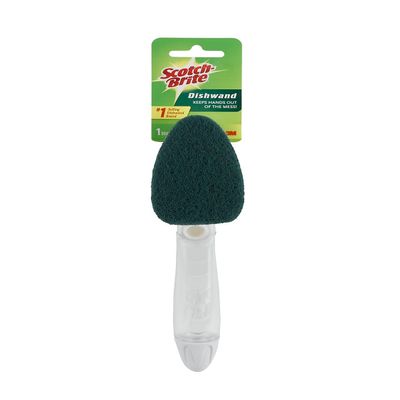 3M Scotch-Brite Soap-Dispensing Dishwand, 2.5 X 9.5, Yellow/green, 4/carton