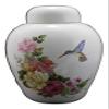 Hummingbird with Roses - Floral Funeral Urn - Cremation Urn for Human Ashes - Hand Made Pottery view 1