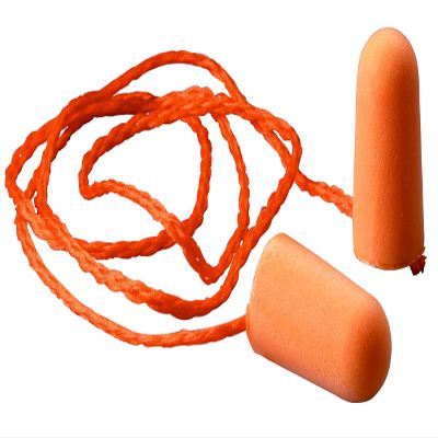 3M 1110 Corded Foam Earplugs - Comfortable, Smooth Surface, Dirt Resistant, Disposable, Dielectric, Corded, Hypoallergenic - Noise Protection - Polyurethane - Orange - 100 / Box
