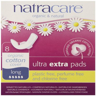 Natracare Ultra Extra Pads w/wings - Long - 8 Count (3pack)