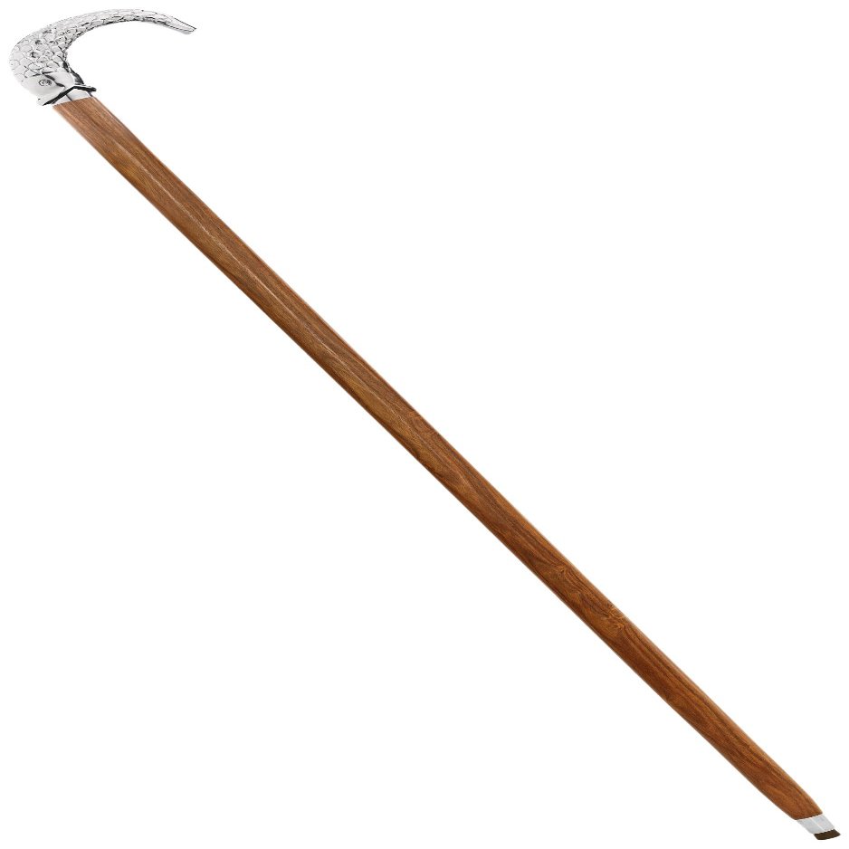 Design Toscano Empress Collection Hook Line and Sinker Fish Chrome Solid Hardwood Walking Stick