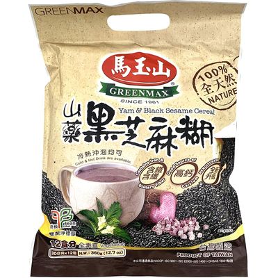 Greenmax Yam & Black Sesame Instant Cereal, 12 Servings, 12.7 Oz. Single Pack