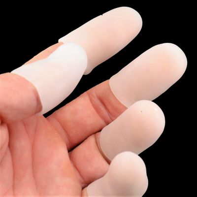 Finger Protector [GEL-Grip Series] - Clear/White - [20 PACK] 16 Long - 4 Short for Thumbs