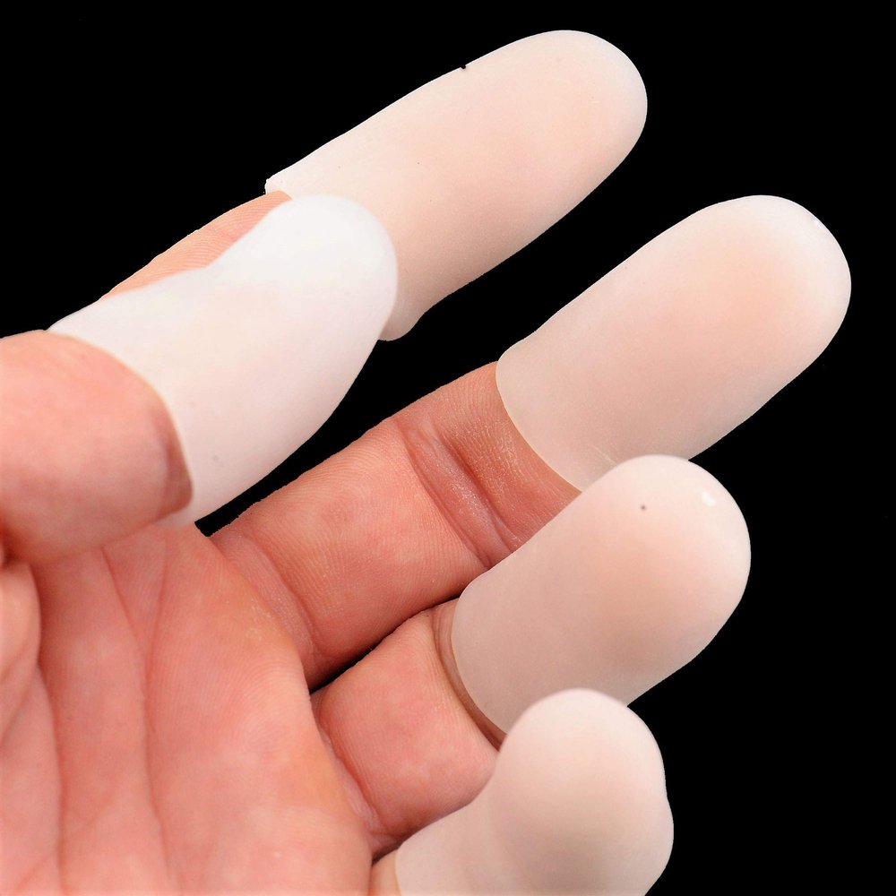 Finger Protector [GEL-Grip Series] - Clear/White - [20 PACK] 16 Long - 4 Short for Thumbs