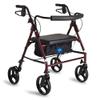 Medline Large Steel Bariatric Rollator Walker with Adjustable Handles, Padded Seat & Backrest, Burgundy, 500 lb. Weight Capacity, Foldable with Storage, 8" Wheels, Rolling Walker For Seniors & Adults view 1