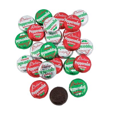 Fun Express Peppermint Patties Bulk Pack - Premium Chocolate Mint Candy Individually Wrapped | 1 Pound Holiday Treats for Christmas Parties, School Events & Office Celebrations | Dark Chocolate Mints