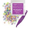 Orthodontic Rubber Bands for Braces - Premium Quality Elastic Teeth Rubber Bands for Braces, Fix Tooth Gaps, Dreadlocks, Includes Free Elastic Placer - Medium Force 3.5 oz, 5/16 Inch, Neon (100 Pack) view 1