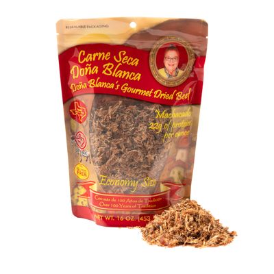 Carne Seca Doa Blanca 16 oz.- Carne Seca - Machacado - Machaca -Shredded Beef Jerky - Beef jerky chew - Kosher Sea Salt Low Sodium, Gluten Free, High Protein, No Carbs, Sugar free, Keto