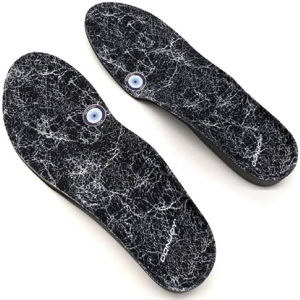 DonJoy Arch Rival Pre-Fabricated Silver-Coated Fibers Woven Orthotic Inserts Pair with Elevated Heel (Size A, Black)