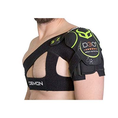 Demon United X D3O Shoulder Stability Brace with D3O Impact Protection- Neoprene Shoulder Support w/ D3O for Rotator Cuff, Labrum Tear, AC Joint Pain, Shoulder Compression Sleeve (Small/Medium)