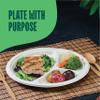 100% Compostable, 3 Compartment, Disposable Paper Plates [125-Pack] - {PFAS Free} - {BPA Certified} - [10 Inch] Heavy Duty Biodegradable Bagasse Sectional Lunch Trays + Dividers - Divided Platte Tray view 4