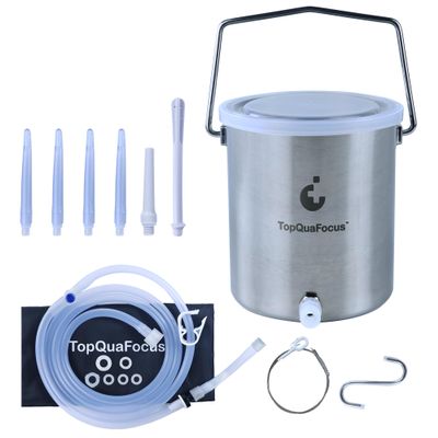 TopQuaFocus Stainless Steel Enema Bucket Kit for Colon Cleansing Reuseable Enema kit - Suitable for Coffee, Water and Gerson Therapy Oganic Home Coffee Enemas 2 Qt