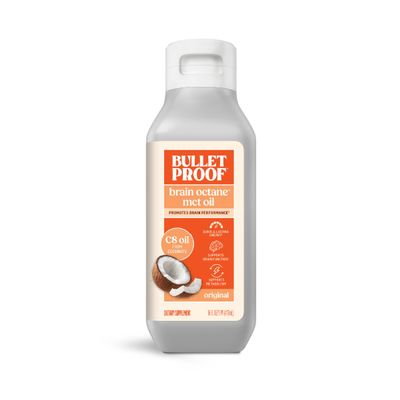 Bulletproof Coconut Brain Octane C8 MCT Oil, 16 Ounces, Premium Keto Supplement for Sustained Energy, Brain and Body Fuel, Unflavored, Add to Coffee and Smoothies, Packaging May Vary
