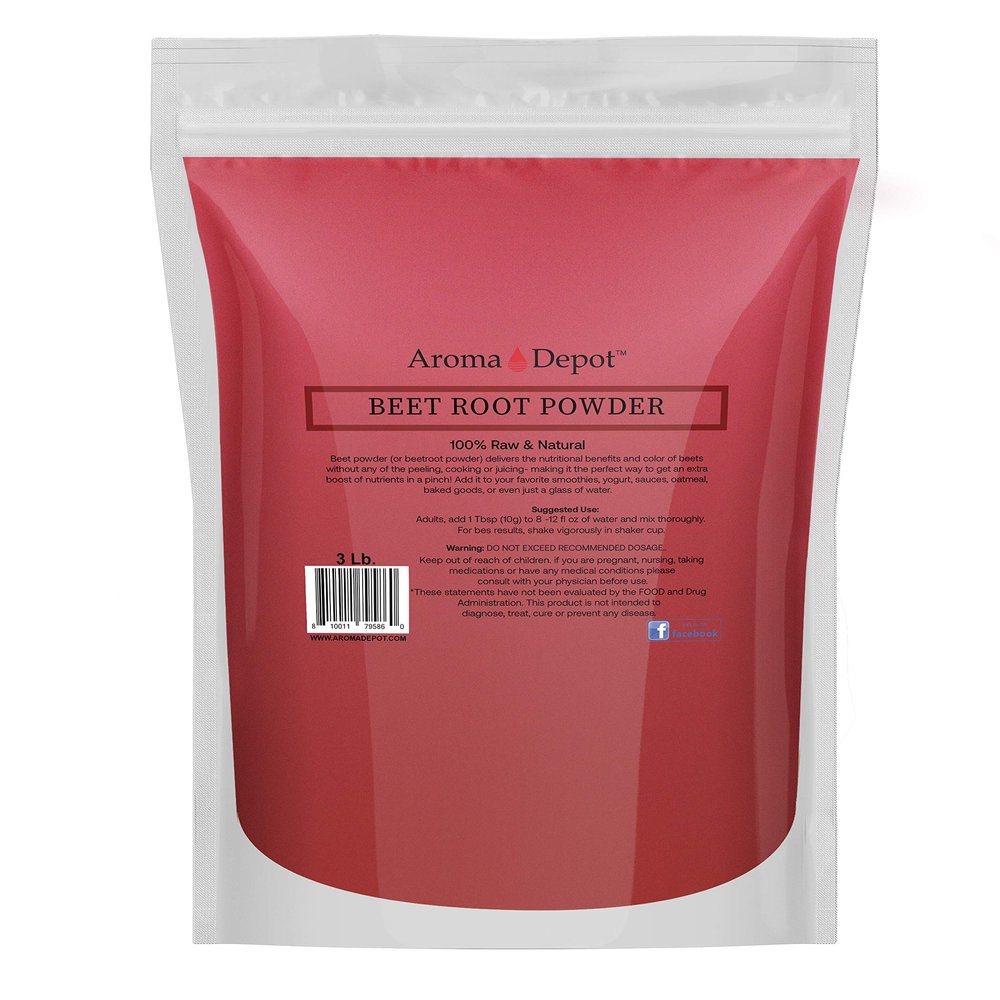 Beet Root Powder 3 lb. by Aroma Depot Raw & Non-GMO I Vegan & Gluten Free I Nitric Oxide Booster I Boost Stamina and Increases Energy I Immune System Booster I 100% Natural