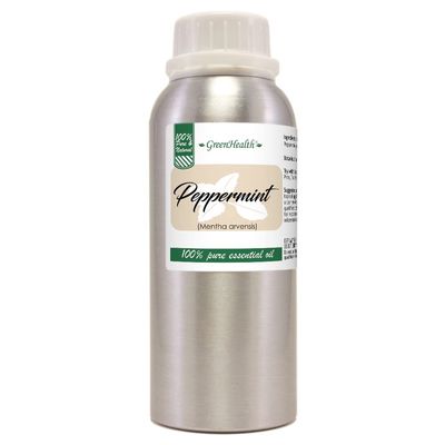 Peppermint Essential Oil  8 fl oz (237 ml) Aluminum Bottle w/Plug Cap  100% Pure Essential Oil  GreenHealth