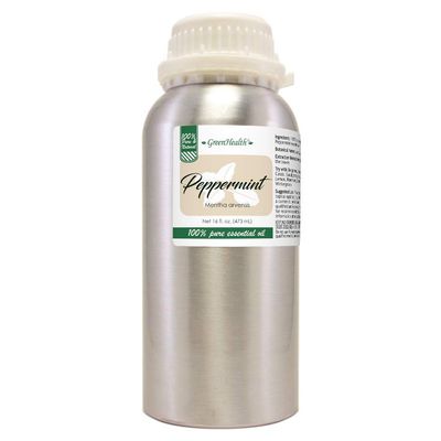 GreenHealth Peppermint Essential Oil  16 fl oz  100% Pure & Uncut  Steam-Distilled  Aluminum Bottle for Diffuser, Cleaning, DIY Projects