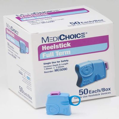 MediChoice Full Term Infant Lancet, Disposable, Single Use, Incision Depth 1. Mil and Length 2.5 Mil, 1314MC5090 (Box of 50)