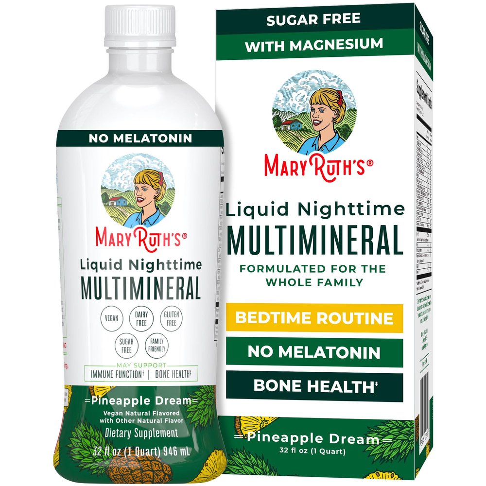 MaryRuth Organics Liquid Nighttime Multimineral | NO Melatonin | Magnesium Citrate | Calcium | Zinc | Vitamin D3| Available in 4 Flavors | Vegan | Sugar Free | Gluten Free | 32 Oz