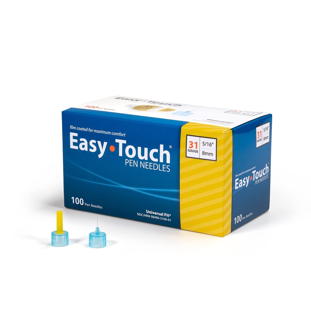 Easy Touch Insulin Pen Needles- 31G, 5/16-Inch (8mm), Box of 100