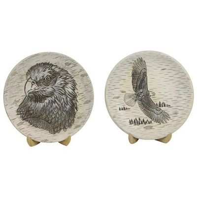 2 pc Poly Resin Eagle Plates with Stands