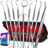 G.CATACC 10 Pack Dental Tools, Professional Plaque Remover for Teeth Cleaning Tools Set, Stainless Steel Hygiene Kit with Dental Pick Tooth Scraper Plaque Tartar Remover Tongue Cleaner - with Case view 1