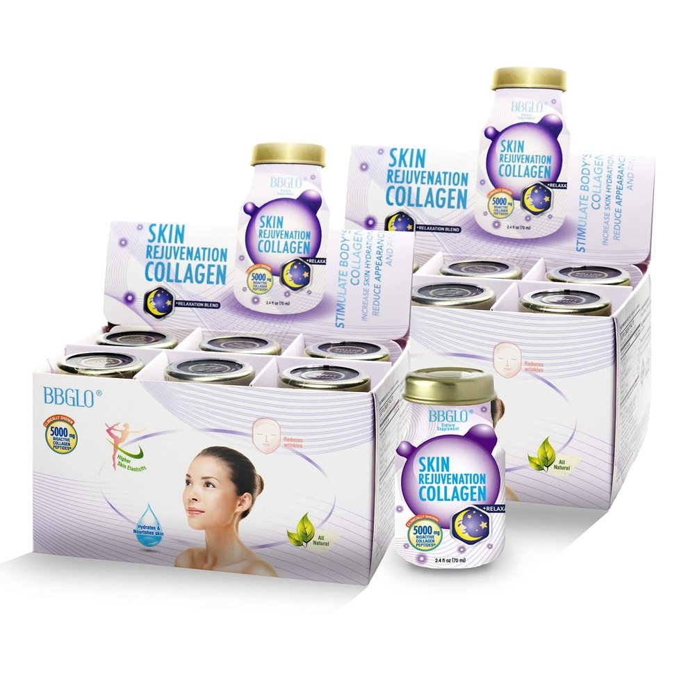 BBGLO Skin Rejuvenation Collagen Drink - Anti Aging Complex, 2.4 fl. Oz (Pack of 12 Bottles, Relaxation)