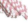 100 pcs Pink Biodegradable Paper Drinking Straws Striped Birthday Wedding Party Good Quality Good Ideas for Deccoration view 1