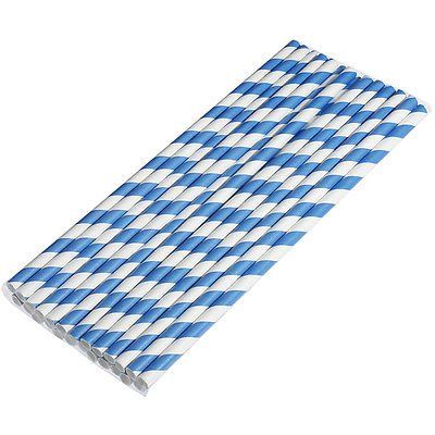 100 pcs Dark Blue Biodegradable Paper Drinking Straws Striped Birthday Wedding Party Good Quality Good Ideas for Deccoration
