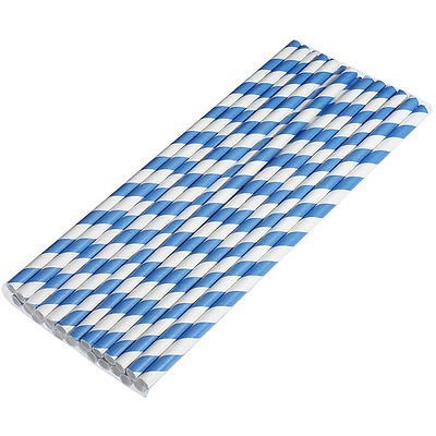 100 pcs Dark Blue Biodegradable Paper Drinking Straws Striped Birthday Wedding Party Good Quality Good Ideas for Deccoration