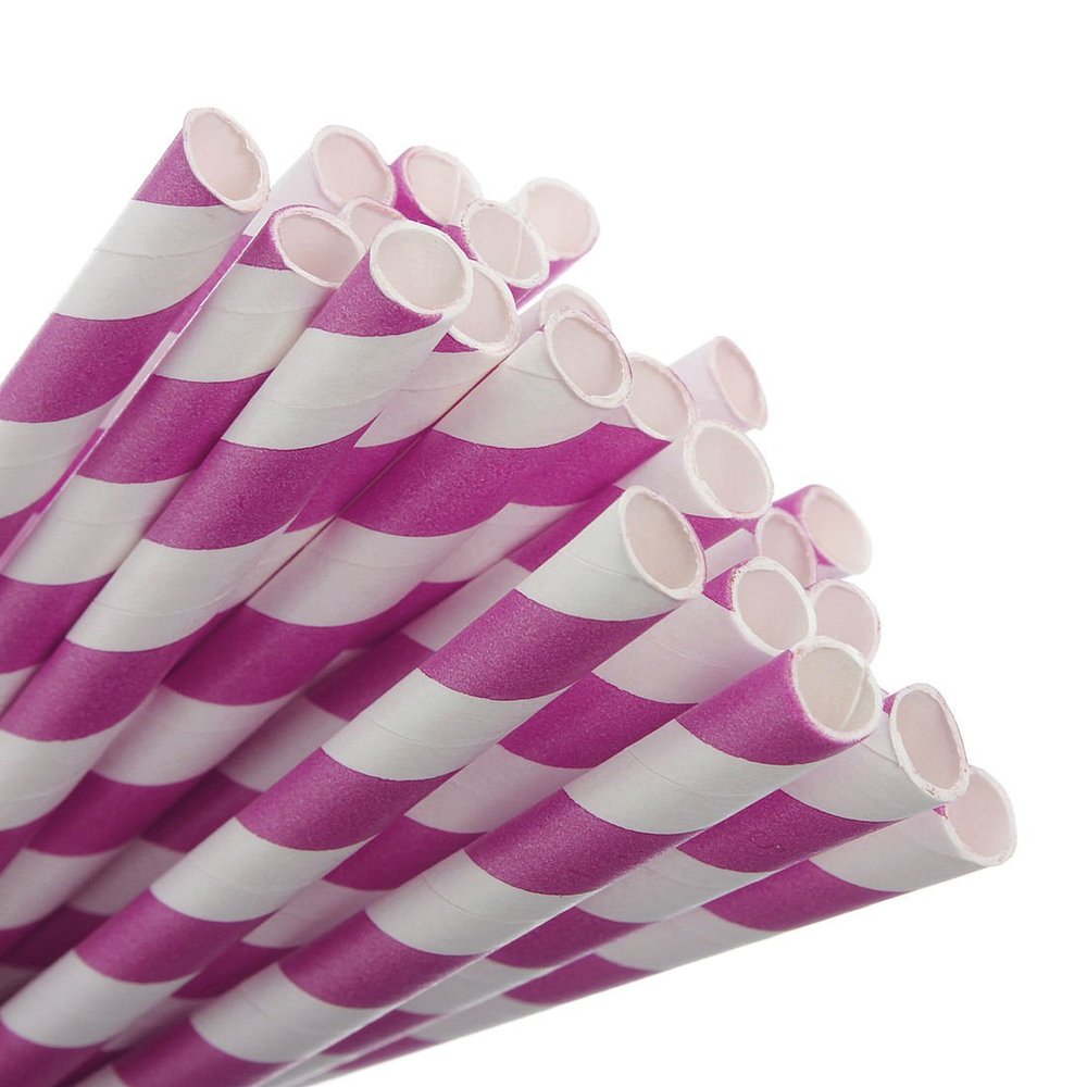 100 pcs Rose Biodegradable Paper Drinking Straws Striped Birthday Wedding Party Good Quality Good Ideas for Deccoration
