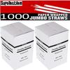 1000 Plastic Straws | 7.75 Inches (19.6 Cm) 2 X 500 Boxes Bulk Pack | Individually White Paper Wrapped Clear Drinking Straws | Disposable Jumbo Straws Flexible | Food Safe BPA Free [The Leano Line] view 1