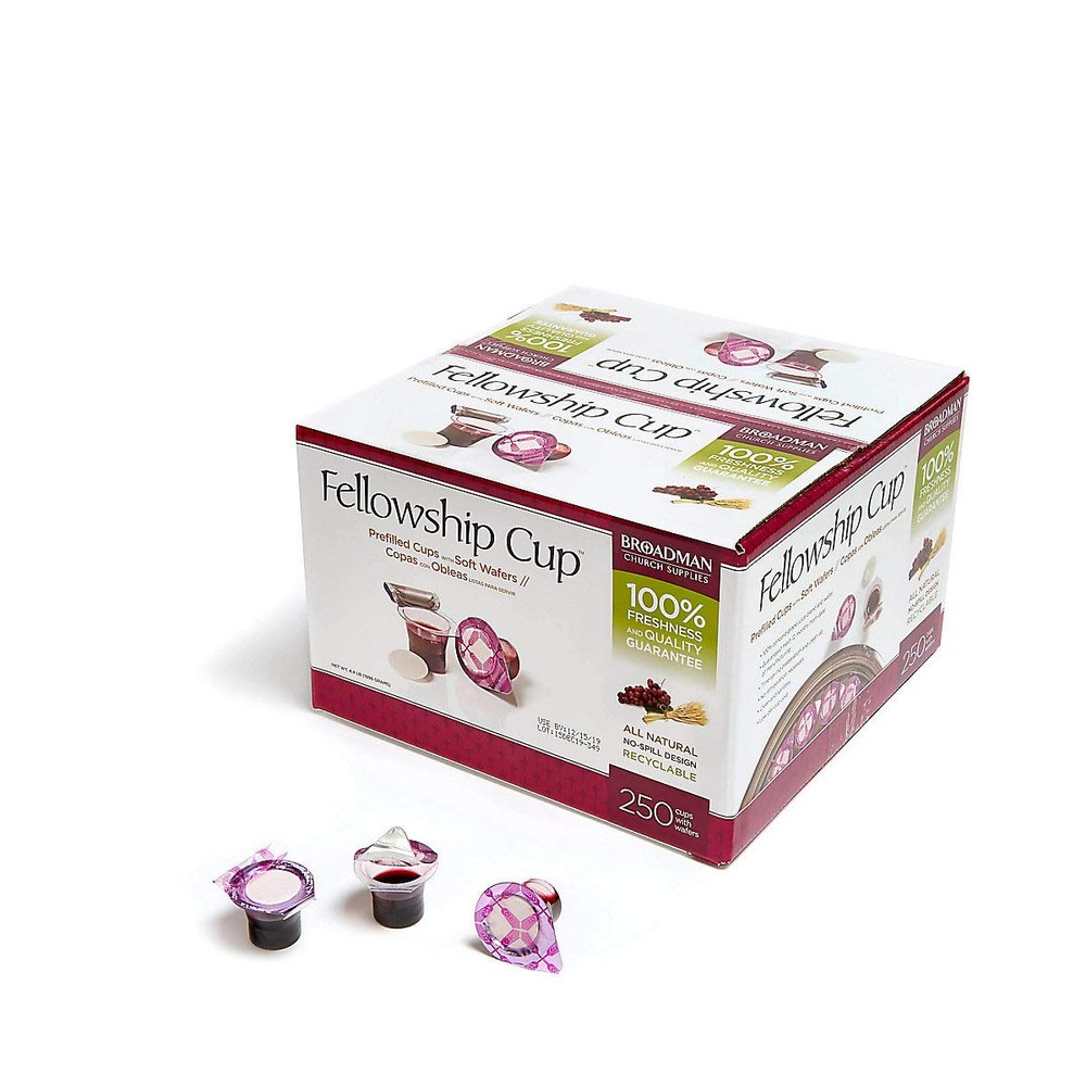 Broadman Church Supplies Pre-filled Communion Fellowship Cup, Juice and Wafer Set, 250 Count
