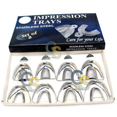 Impression Tray Solid 8 PCS Set Stainless Steel G.S Instruments