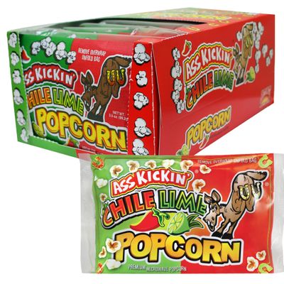 ASS KICKIN' Chile Lime Microwave Popcorn Bags - 6 Pack - Ultimate Spicy Popcorn Gourmet Gift - Makes a Great Movie Theater Popcorn or Snack Food for Movie Night