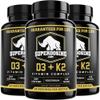 Best Value, Max Strength 10,000 iu Vitamin D3 and 1500 mcg Vitamin K2 Supplements 3 Bottle Pack. D3K2 Vitamins and Supplements for The Health. D3-K2 MK4 Capsules, Best K2D3 Vitamin for Immune System view 1