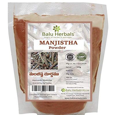 2 X Balu Herbals Manjistha - Rubia Cordifolia, Indian Madder Powder 100g